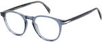 David Beckham Plastic Eyeglass Frame Blue DB 1018 PJP