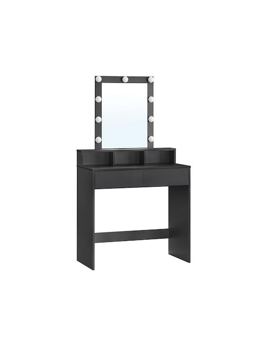 Wooden Makeup Dressing Table Black with Mirror 80x40x145cm