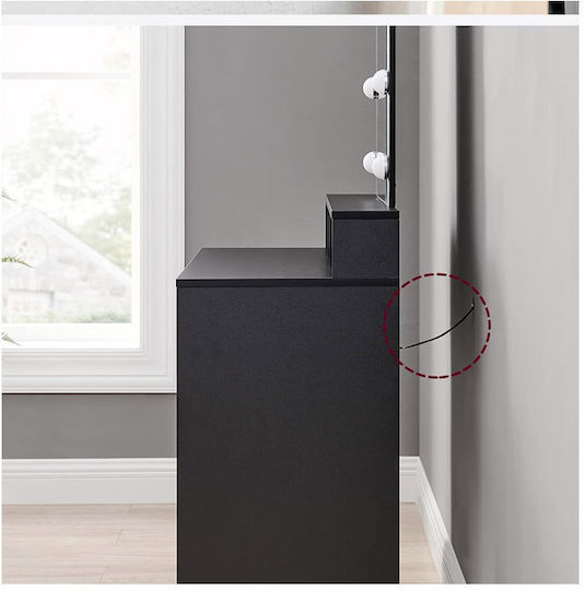 Masă de machiaj din Lemn Negru cu Oglindă 80x40x145cm Masă de machiaj din Lemn Negru cu Oglindă 80x40x145cm