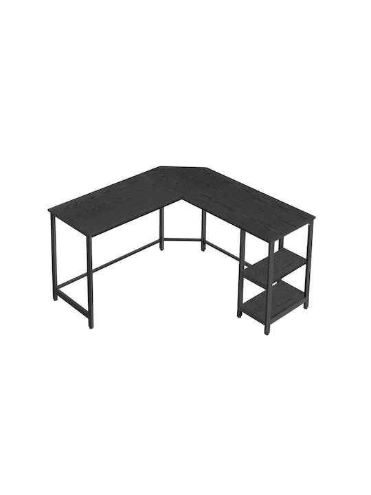 Corner Desk Wooden Black with Metal Legs 138x138x75cm