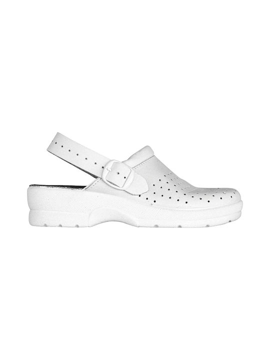 Goldenfit Leather Anatomic Clogs White