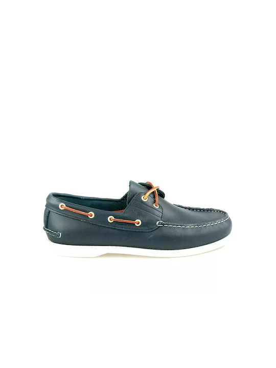 Mustang Men's Leather Boat Shoes Blue