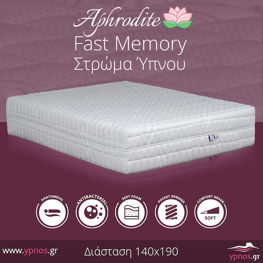 Ypnos Aphrodite Fast Memory Διπλό Ανατομικό Στρώμα Memory Foam Διπλής Όψης 140x190cm με Ανεξάρτητα Ελατήρια