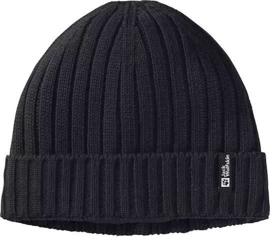 Beanie Unisex Σκούφος με Rib Πλέξη σε Μαύρο χρώμα