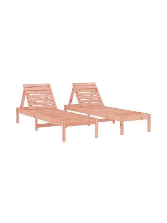 Deckchair Double Wooden Brown 2pcs 199.5x60x74cm.