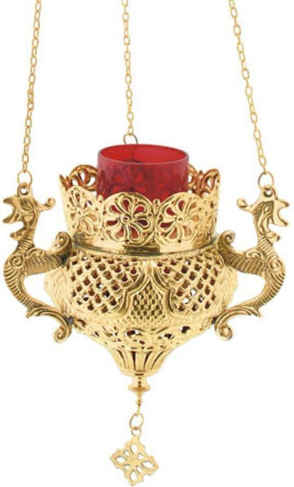 IconsGR Church Hanging Oil Lamp Metallic Gold plated Bronze 9688G