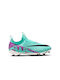 Kids Molded Soccer Shoes with Sock without Laces Hyper Turquoise / Black / White / Fuchsia Dream