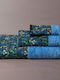 White Fabric Bath Towel Set 3pcs Lilybet Blue Weight 500gr/m²