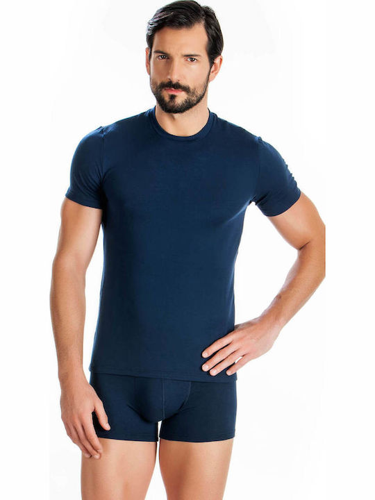 Minerva Men's Undershirt Short-sleeved Blue night