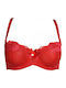 Balconette Κόκκινο Σουτιέν χωρίς Ενίσχυση με Μπανέλες