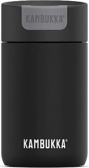 Kambukka Olympus Glas Thermosflasche Rostfreier Stahl 300ml Schwarz mit Mundstück