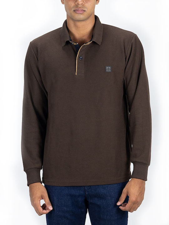 Everbest Polo Μπλούζα Μακρυμάνικη Καφέ