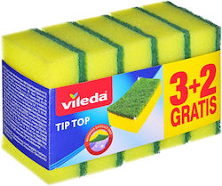 Vileda Tip-top Σετ Σφουγγάρια Πιάτων Κίτρινα 5τμχ