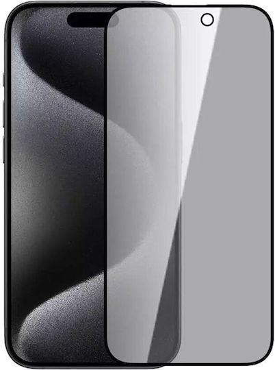 Privacy Full Face Tempered Glass Μαύρο (iPhone 15 Pro)