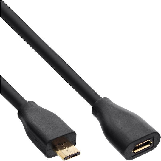 InLine USB 2.0 Cable micro USB-A female - micro USB-A male Μαύρο 1.5m 32715P