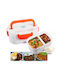 Plastic Electric Lunch Box White-Orange 23x16cm 2pcs