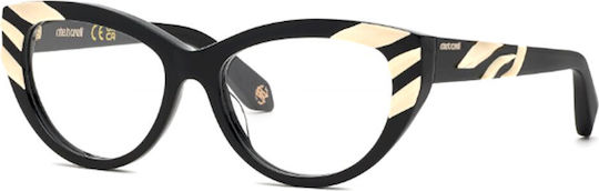 Roberto Cavalli Women's Acetate Cat Eye Prescription Eyeglass Frame Black VRC024V 700Y