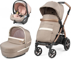 Peg Perego Book Primo Viaggio SLK Verstellbar 3 in 1 Baby Kinderwagen Geeignet für Neugeborene Beige 10.8kg
