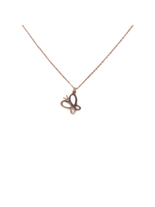 Buhay Necklace with design Butterfly from Rose Gold 14K