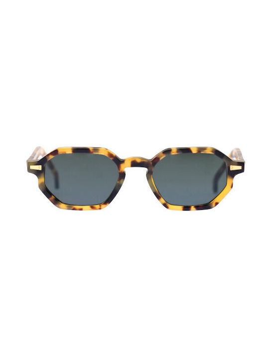 Kyme Unisex Γυαλιά Ηλίου με Καφέ Ταρταρούγα Κοκκάλινο Σκελετό και Πράσινο Φακό