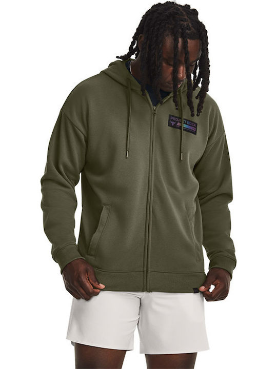 Under Armour Project Rock Ζακέτα Πράσινο με Κουκούλα