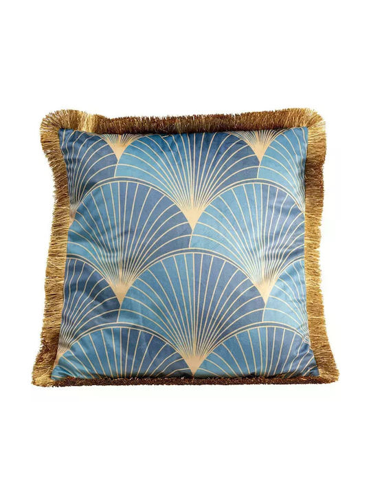 Kare Design Μαξιλάρι Καναπέ Leaves Μπλε/Χρυσό 45x45εκ.