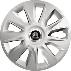 Versaco Auto Radkappen Set Stratos mit Marke Citroen 4Stück 15" Silber