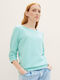 Tom Tailor Damen Bluse Baumwolle Langärmelig Pastel Turquoise