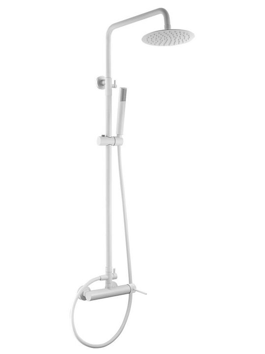 Imex Milos Verstellbar Duschsäule mit Batterie 95-132 cm Weiß