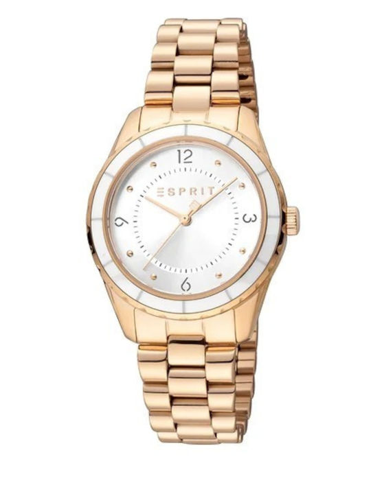Esprit Γυναικείο Ρολόι 32mm Μπαταρίας με Ροζ Χρυσό Μεταλλικό Μπρασελέ