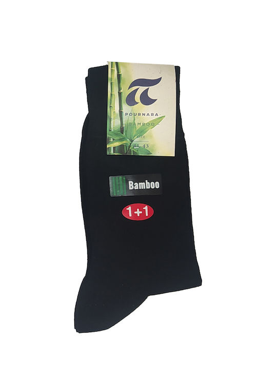 Pournara Bamboo Men's Solid Color Socks Black 2Pack