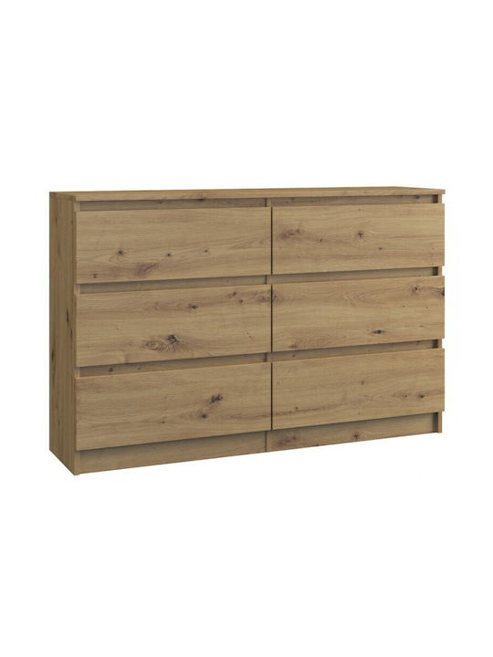 M6 Artisan Wooden Chest of Drawers with 6 Drawers Artisan 120x30x77cm
