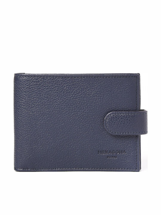 Hexagona Leather Men's Wallet Classic Blue
