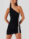 Sommer Mini Wickel Kleid Schwarz