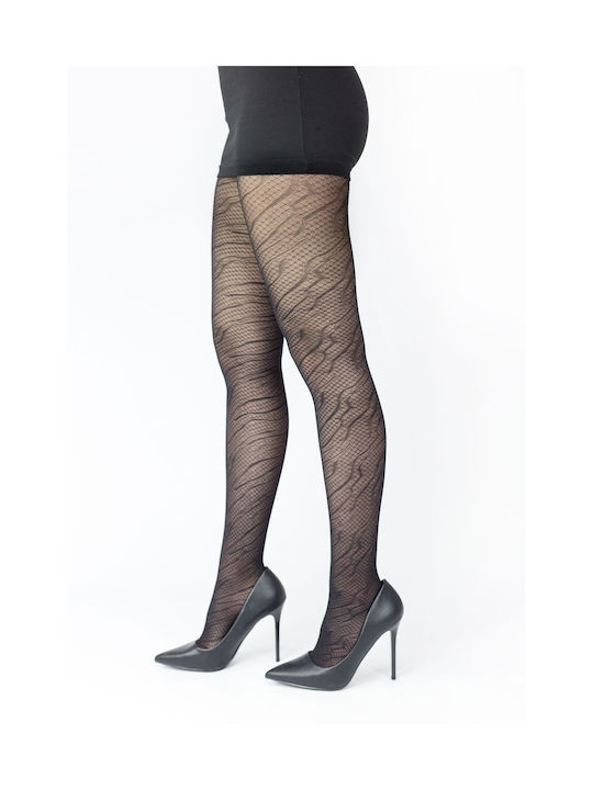 Linea D'oro Women's Pantyhose Black with Print