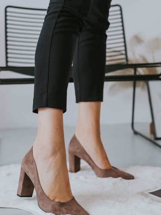 Moyo Suede Pointed Toe Brown Heels