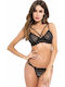 Siya Miting Dantelat Set de Lenjerie Sutien cu Brazilia Negru
