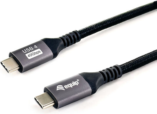 Equip Braided USB 4 Video Cable USB-C Male - USB-C 240W PD Black 1.2m 128381