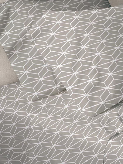 Sunshine Menta Εμπριμέ Σετ Σεντόνια Διπλά 200x250εκ. Grey (4τμχ)