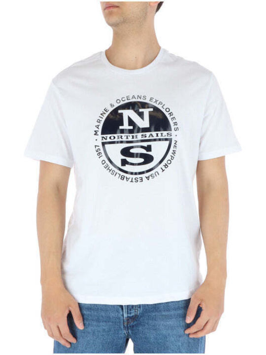 North Sails T-shirt Bărbătesc cu Mânecă Scurtă Alb