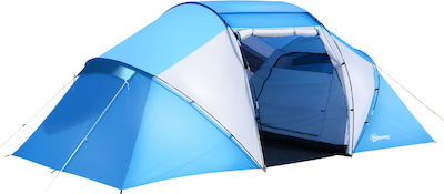 Outsunny Campingzelt Blau mit Doppeltuch 3 Jahreszeiten für 6 Personen 460x230x195cm