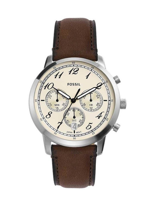 Fossil Neutra Watch Chronograph Battery with Silver Leather Strap