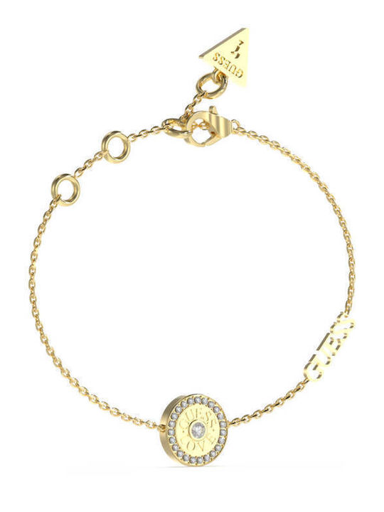 Guess Bracelet Chain with design Heart made of Steel Gold Plated with Zircon