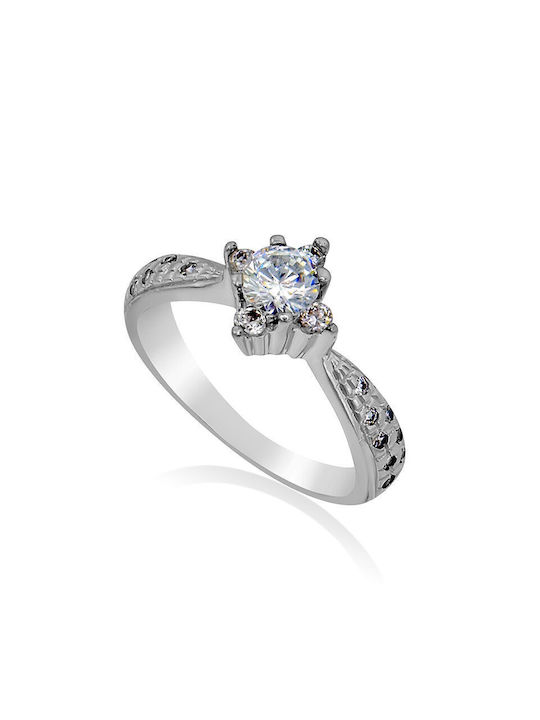 Antwnakakis Single Stone from White Gold 14K