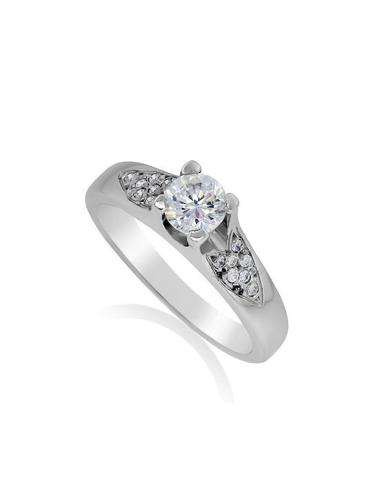 Antwnakakis Single Stone from White Gold 14K