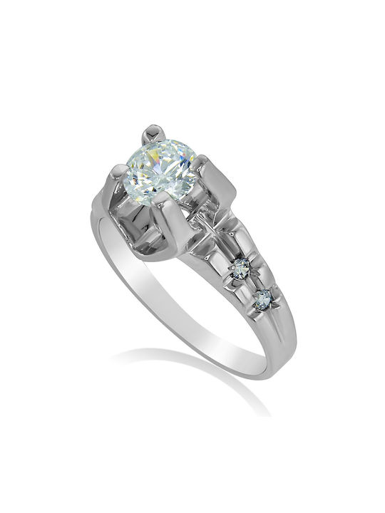 Antwnakakis Single Stone from White Gold 14K