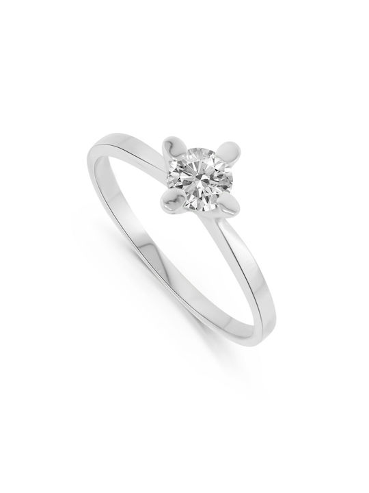 Antwnakakis Single Stone from White Gold 14K