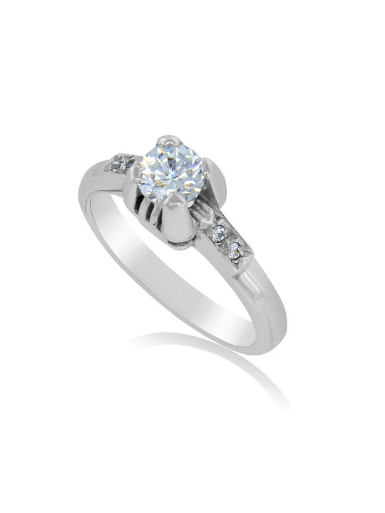 Antwnakakis Single Stone from White Gold 14K