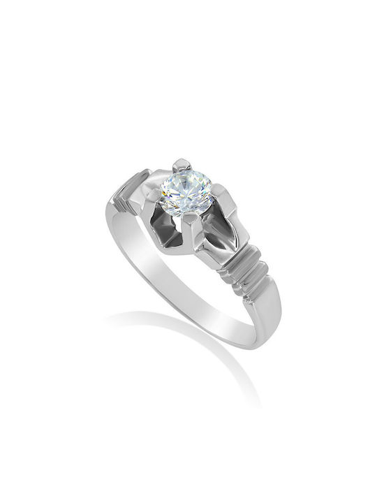 Antwnakakis Single Stone from White Gold 14K