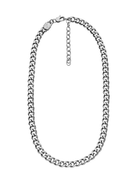 Fossil Ανδρική Ασημένια Αλυσίδα Λαιμού Μήκους 56cm
